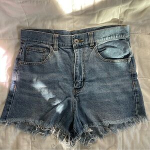 Love Tree High-Waisted Denim Frayed Jean Shorts - S